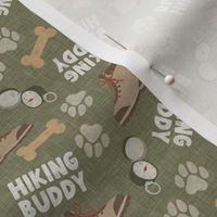 Hiking Buddy - Hiking Dog - Boots, Compass, Paw Prints - sage - LAD24