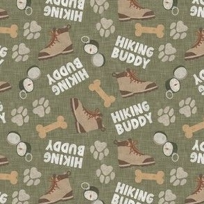 Hiking Buddy - Hiking Dog - Boots, Compass, Paw Prints - sage - LAD24