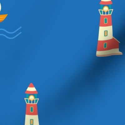 Lighthouse, light blue background