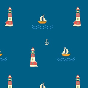 Lighthouse, navy background