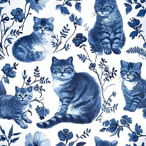 Blue and white Delft kittens