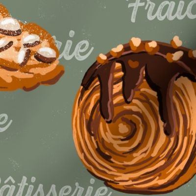 French Pastry on green, smaller format