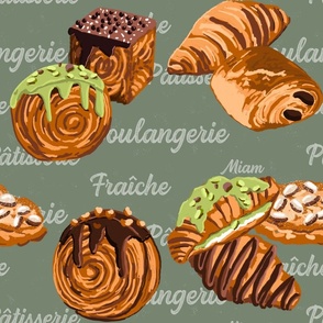 French Pastry on green, smaller format