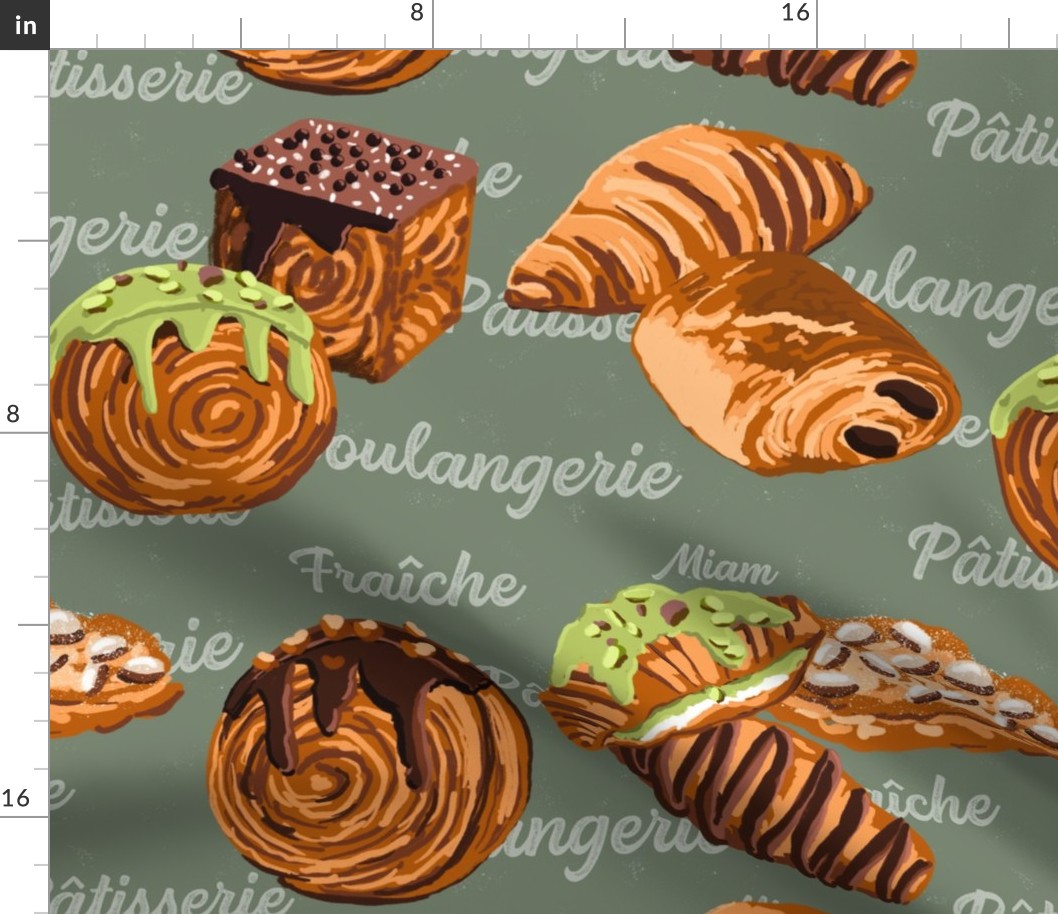 French Pastry on green, smaller format