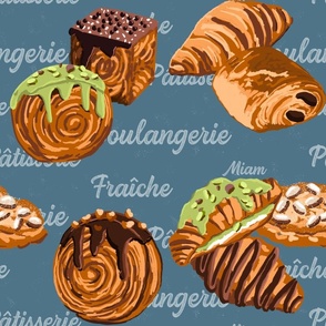French Pastry on blue - smaller format