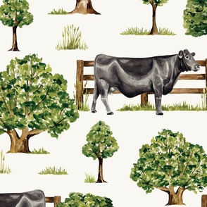 Black Angus Cow Countryside Farm 24 inch