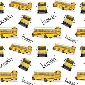 Small Yellow School Busses with “Bussin”