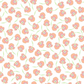 Peach pansies on a white background (medium, peach fuzz)