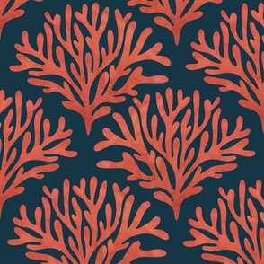 Red Coral on Dark Blue