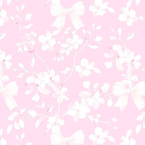 White Chinoiserie with bows on Pink