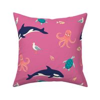 Ocean life, pink background