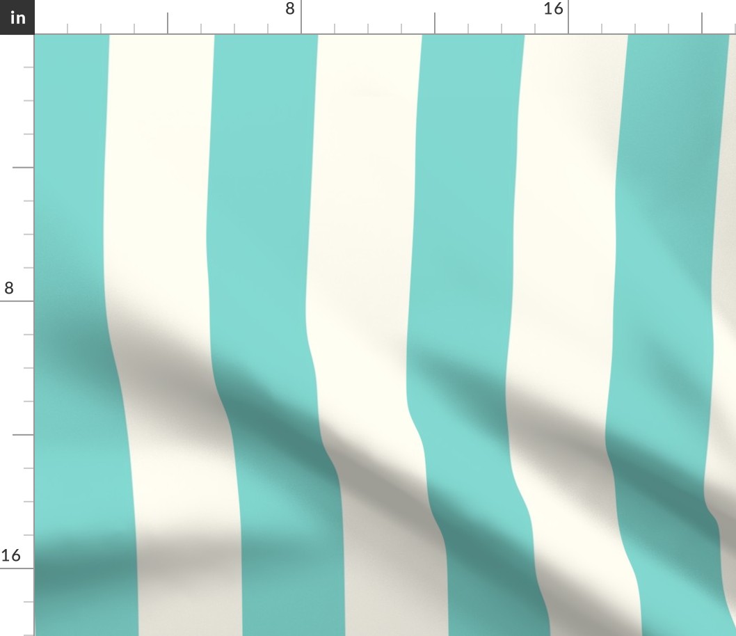 Medium Cabana stripe - Aqua turquoise Blue Green and cream white - Candy stripe - Awning stripes - nautical - Striped wallpaper - resort coastal sunbrella tiki vertical