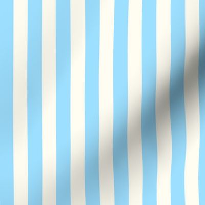 Small Cabana stripe - Winter Wizard Blue and cream white - Candy stripe - Awning stripes - nautical - Striped wallpaper - resort coastal sunbrella tiki vertical