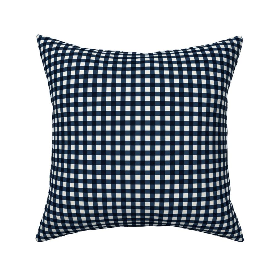 Navy Blue Gingham Check Mini Pattern - Classic Country Chic Fresh and Modern Design for Home Decor and Apparel