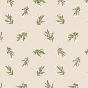 Textured Sage Green Leaves on Tan