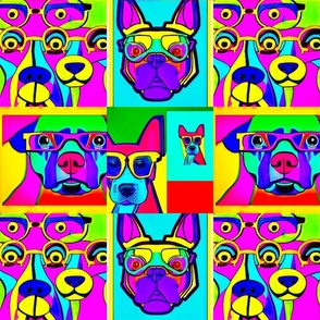 collage dogs portrait pop art style L