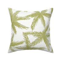 LARGE - Minimalist tropical jungle with palm tree leaves for coastal vibes - green yellow