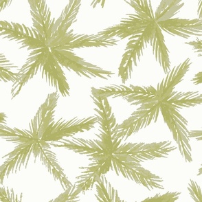 LARGE - Minimalist tropical jungle with palm tree leaves for coastal vibes - green yellow