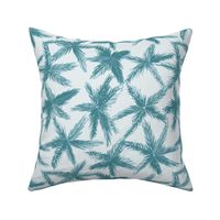 MEDIUM - Minimalist tropical jungle with palm tree leaves for coastal vibes - crystal blue