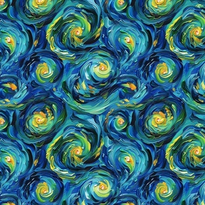 Whirlpool of Dreams - Abstract Impasto Swirls in Blue and Yellow