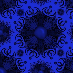 Victorian Mandala - Black on blue
