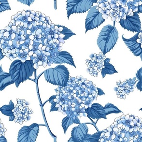 Blue and white hydrangea branches