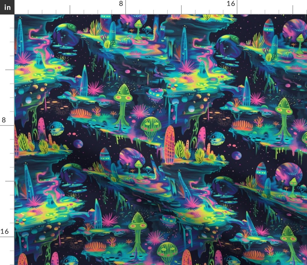 Alien Botanicals: Psychedelic Space Flora Pattern