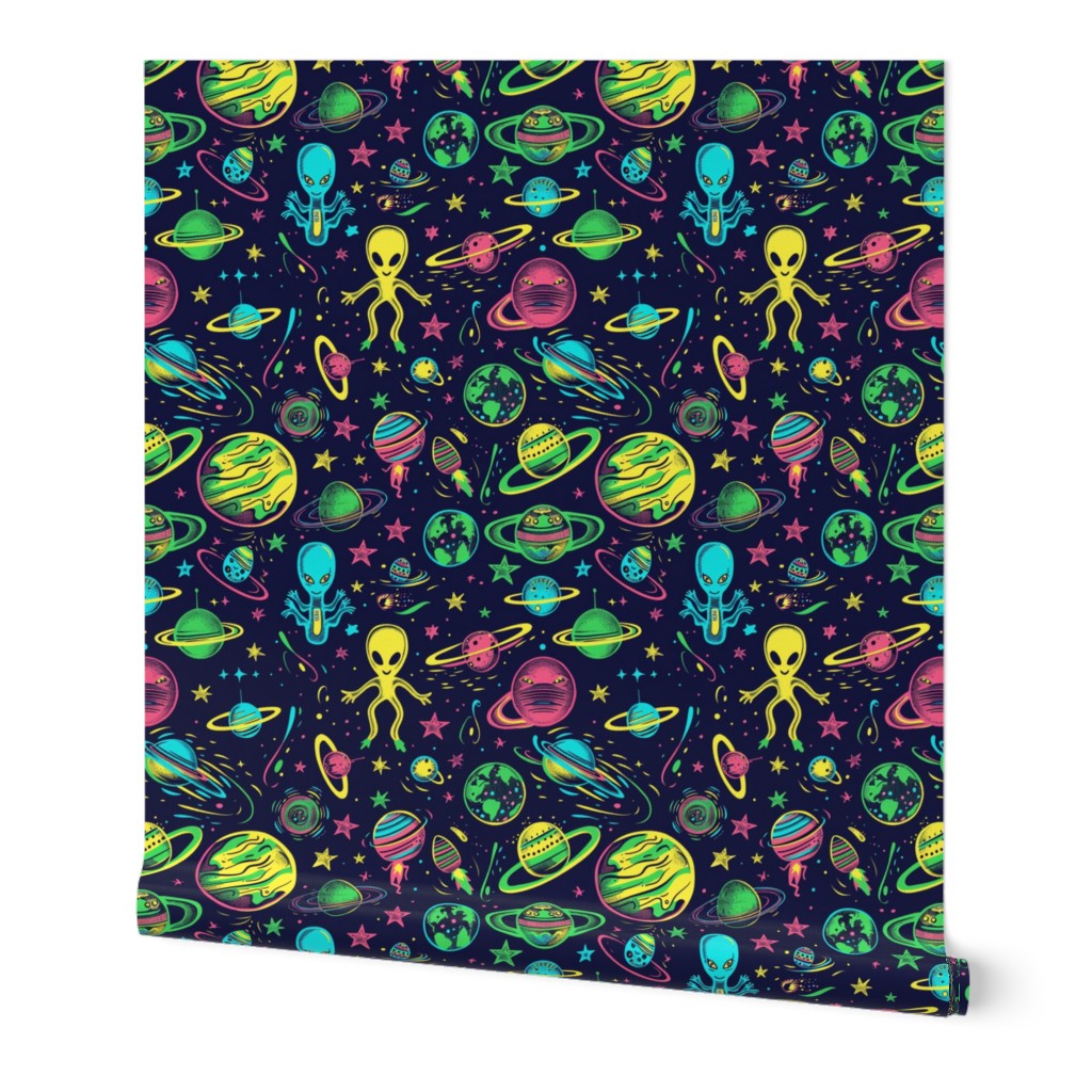 Intergalactic Friends: Playful Alien and Planets Pattern