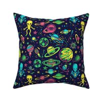 Intergalactic Friends: Playful Alien and Planets Pattern