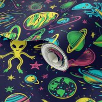 Intergalactic Friends: Playful Alien and Planets Pattern