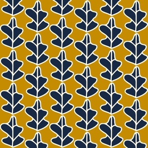 Bold Minimalism - Abstract Leaf - Luxe Blue, Cream On Gold.