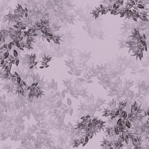 Romantic Lavender Lilac Nature Illustration, Decorative English Country Garden Cottagecore, Elegant Botanic Garden Mural, Magical Country Estate Secret Forest on Mauve Linen Texture, Dusty Rose Powder Room Pink, Boho Woodland Forest Leaves, LARGE SCALE