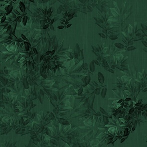 Opulent Dark Emerald Green Decor, Dramatic Leafy Nature Garden, Dark Green Countryside Plant Lover Pattern, Leafy Country Home, LARGE SCALE