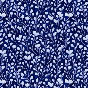 Washed out indigo pattern botanical