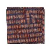 Jute weave Hand Drawn Stitches with transparent watercolor-Large Scale Pink and Orange