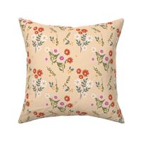 Wondrous Beige Rust Red Dusty Pink Secret Garden Vintage Florals