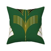 Art Deco Fan Flowers with Faux Metallic Gold on Green