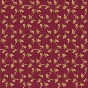 Moose Antlers in Triangles on a Textured Maroon Background for a Seamless Pattern Design