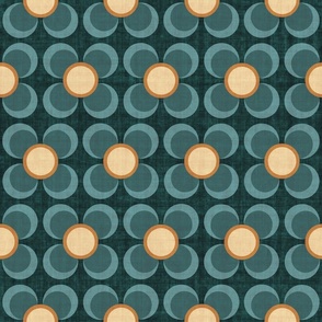 Stylised Flower - Teal Blue, Large Scale