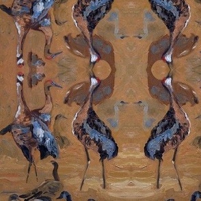cranes ochre mirror Image