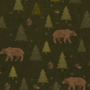 Vintage capming - Bears in the forest green L