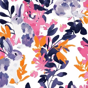 Jumbo Blossom Bunnies - Vibrant Floral Fabric