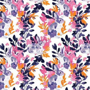 Blossom Bunnies - Vibrant Floral Fabric