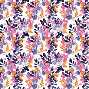 Small Blossom Bunnies - Vibrant Floral Fabric