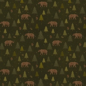 Vintage capming - Bears in the forest green M