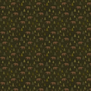 Vintage capming - Bears in the forest green S