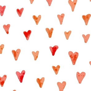 watercolor heart spots / orange red heart dots / blender polka dots love hearts
