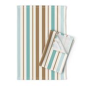 Seaside Stripes-Beach Coastal-Soft-Calm-Sun Bleached Turquoise Brown-Large