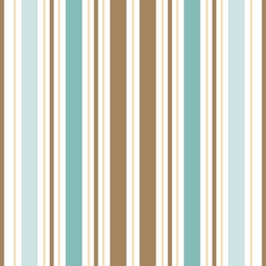 Seaside Stripes / Beach Coastal / Sun Bleached Turquoise Brown / Large