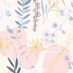 Jumbo Whispering Blooms - Pastel Wallpaper